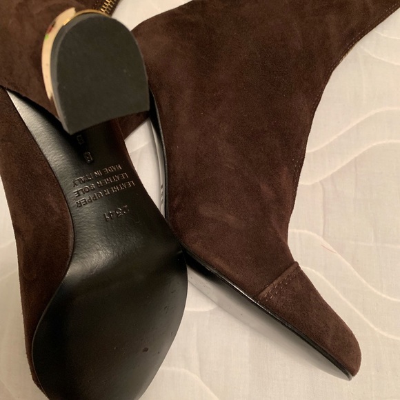 NWT, Brown suede boots, 3 inch heel, zip front - Picture 6 of 10